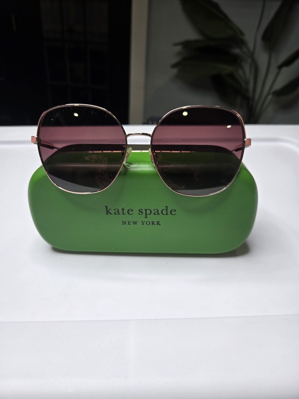 kate spade Rose Gold Frame Sunglasses with Pink Gradient Lenses